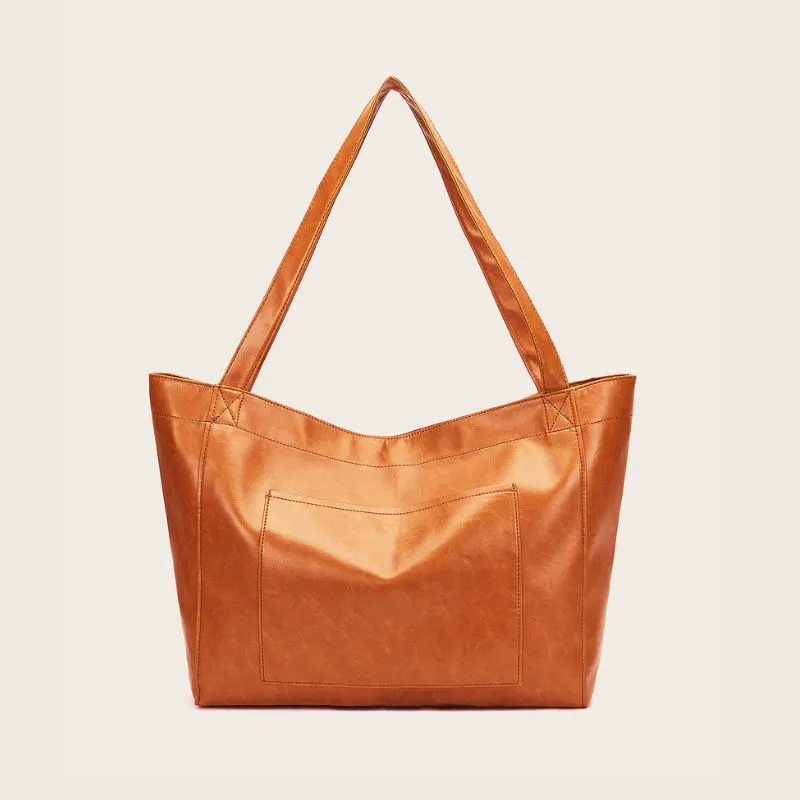 Vintage Oil Wax Leather Large Capacity Tote Bag for Women