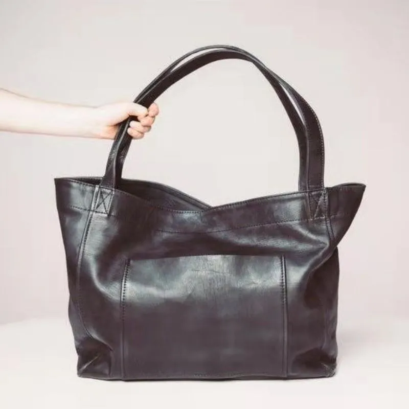 Vintage Oil Wax Leather Large Capacity Tote Bag for Women