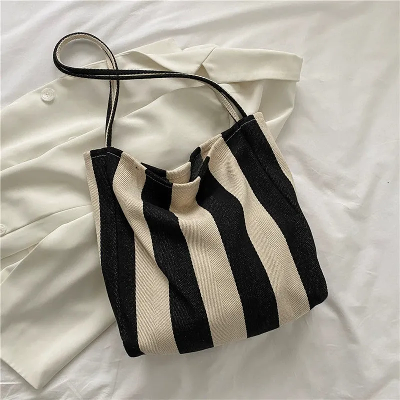 Vintage Stripe Canvas Shoulder Bag