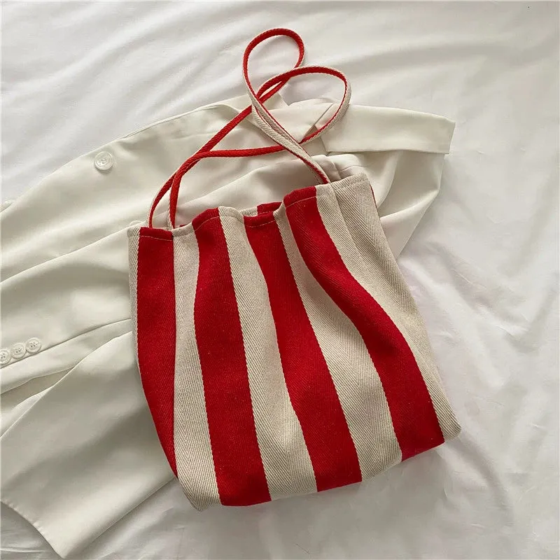 Vintage Stripe Canvas Shoulder Bag