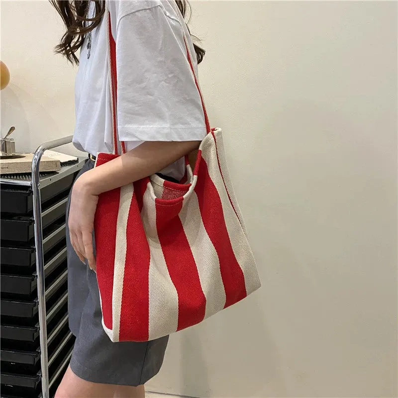 Vintage Stripe Canvas Shoulder Bag