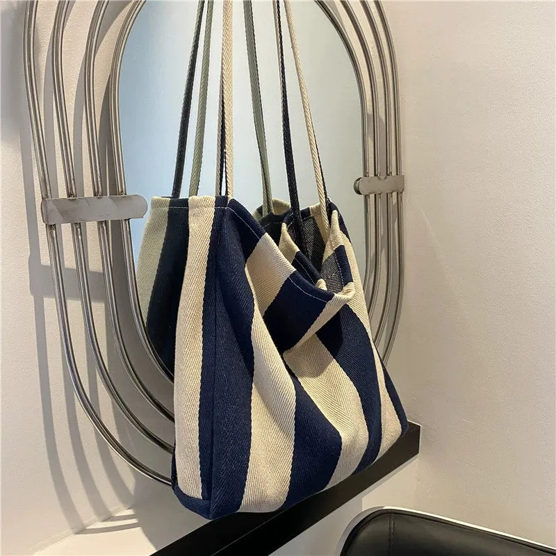 Vintage Stripe Canvas Shoulder Bag