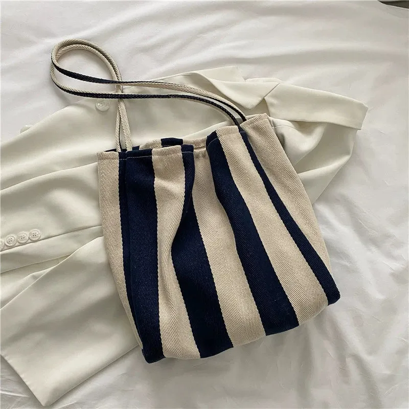 Vintage Stripe Canvas Shoulder Bag