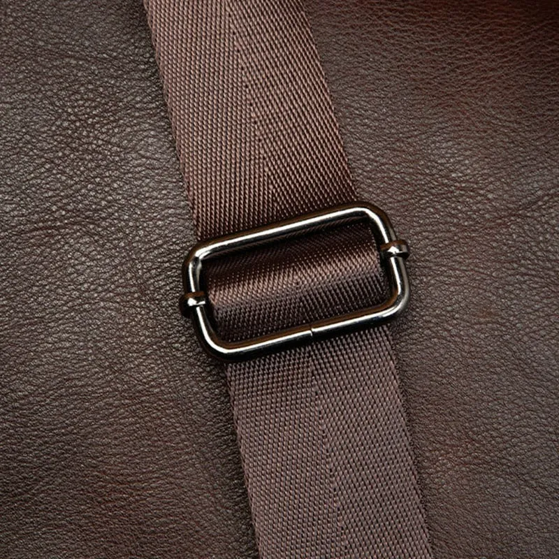 Vintage Vegetable Tanned Leather Zipper Shoulder Bag