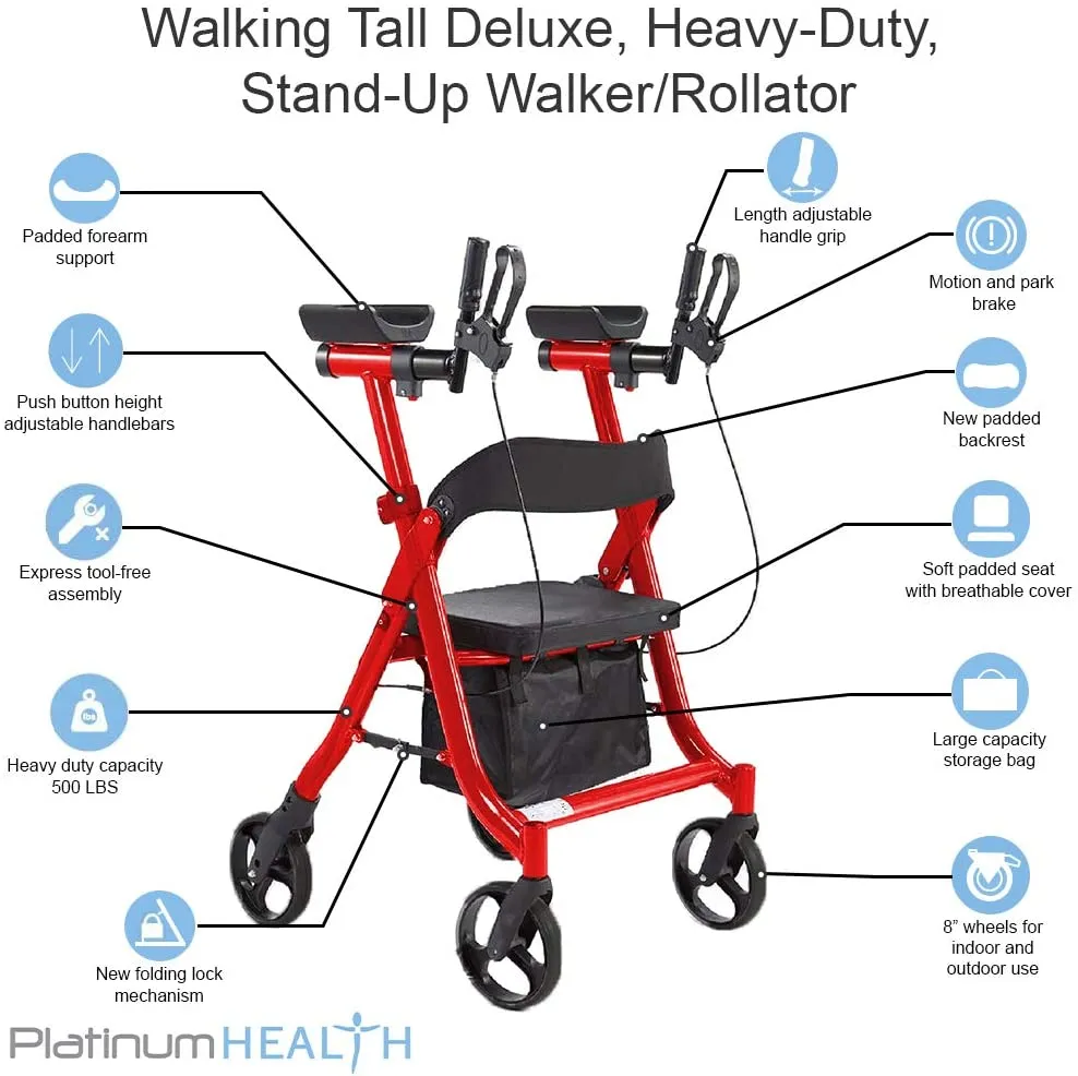 Walking Tall Deluxe Stand-Up Walker/Rollator with Elbow Support