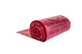 Waste Bag - Justrite 15 Gal Biohazard Waste Can Liner Bags, Red (Pack of 100), 05901