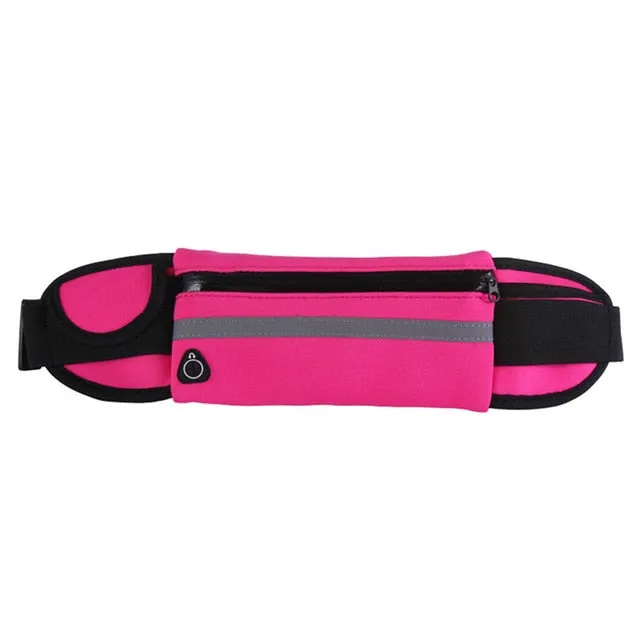 Waterproof Sport Runner Waist Bum Bag Running Jogging Belt Pouch Zip Fanny Pack Adjustable and Elastic Strap