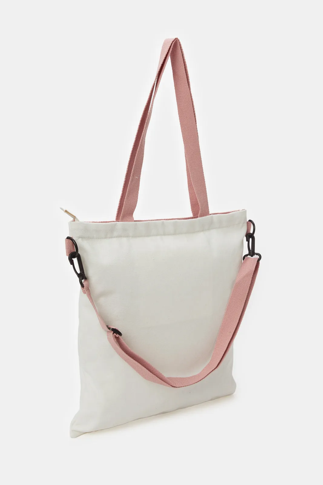 Women White Print Shopper