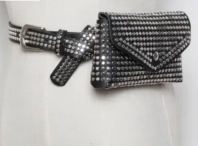 Women's Rivet Studded Leather Purse - Belt Bag