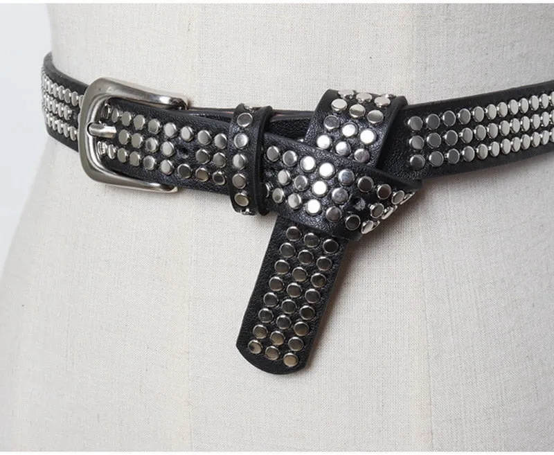 Women's Rivet Studded Leather Purse - Belt Bag